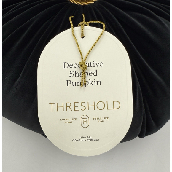 Threshold Pumpkin Shaped Velvet Decorative Fall Halloween Throw Pillow 12"X9" - Picture 9 of 9